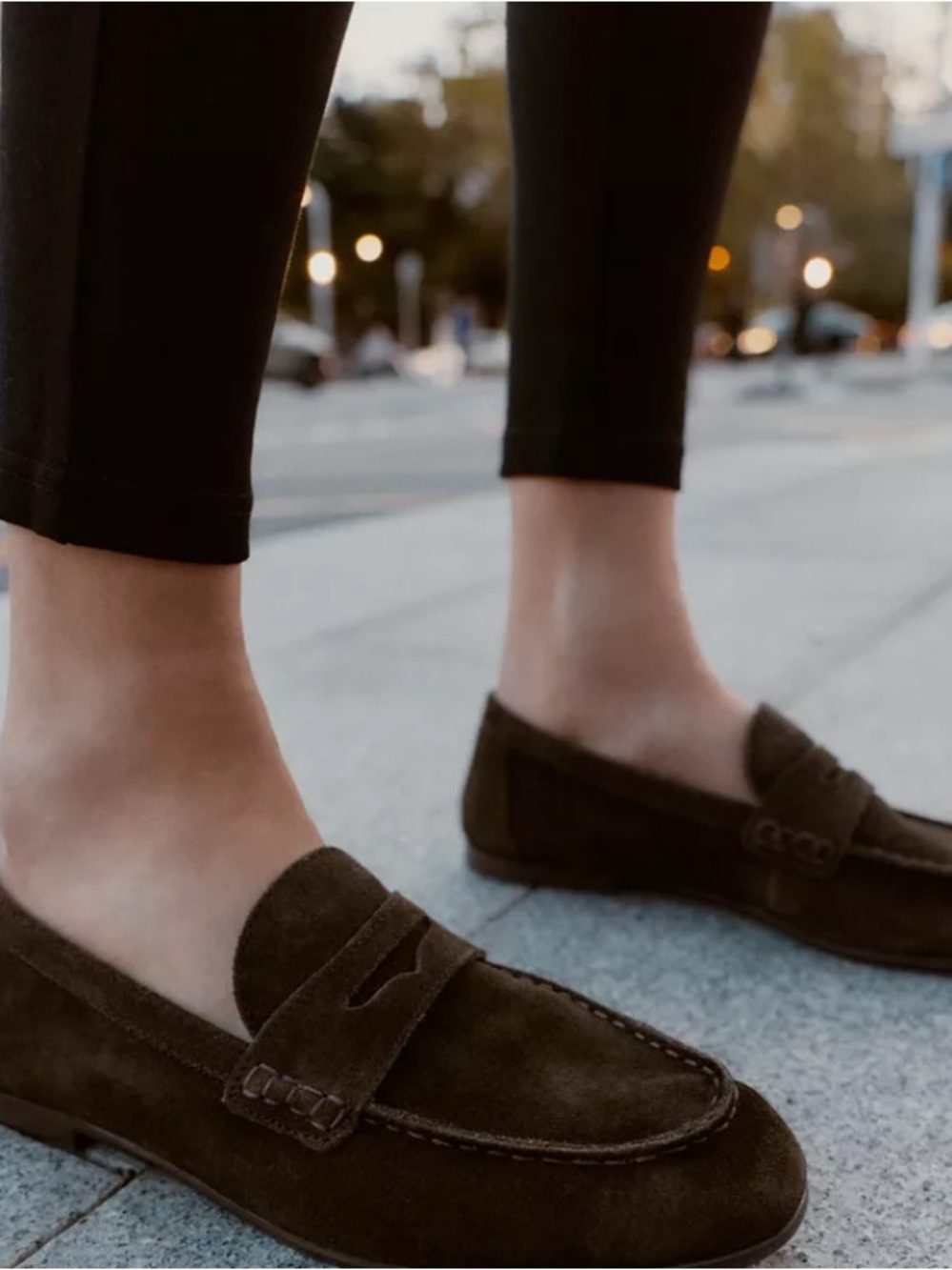 Zara Chocolate Brown Suede Penny Loafers Women’s